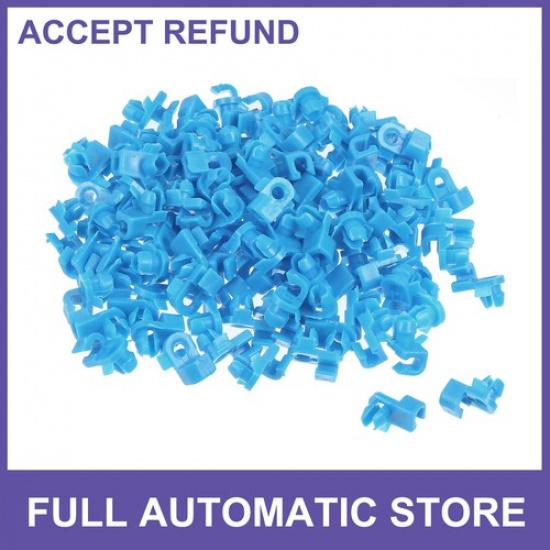 100Pcs Car Plastic 4mm Dia Hole Fastener Door Lock Rod End Clamps Blue