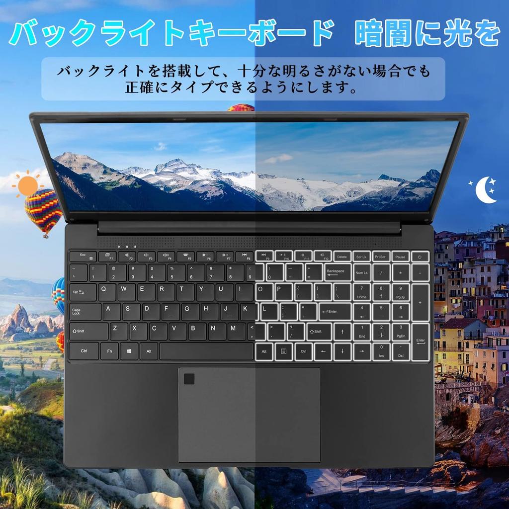 ESBOOK Metal Case Windows 11 Pro MS Office Intel Celeron 16GB Fingerprint 5G Bluetooth Japanese Keyboard Film Included 512GB Laptop, 15.6-inch, 2.5K