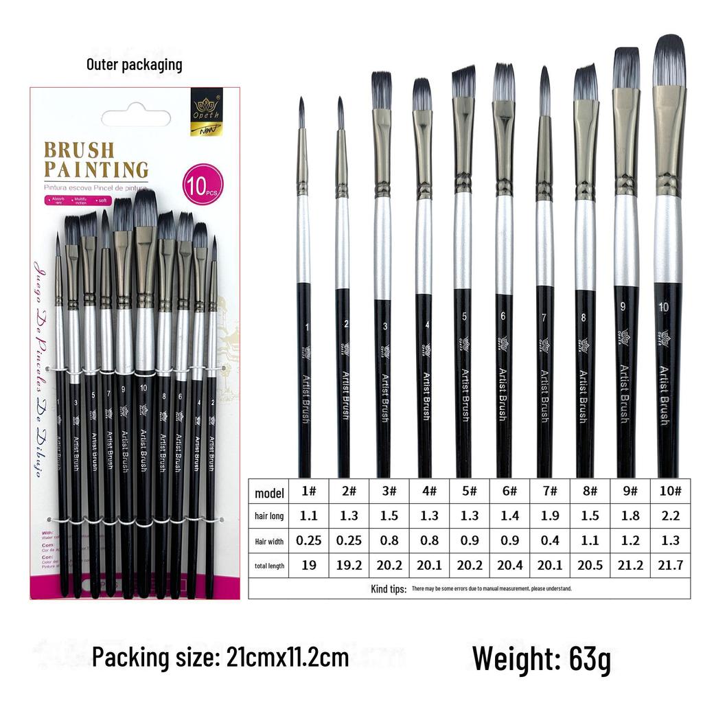 Set da 10 colori bianco perla per studenti con pennelli in nylon bicolore - Ideale per pittura ad acquerello e ad olio per bambini