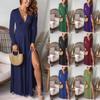 New Women's V-neck Sleeveless Maxi Dress, Leopard Butterfly Print Suspender Long Dress