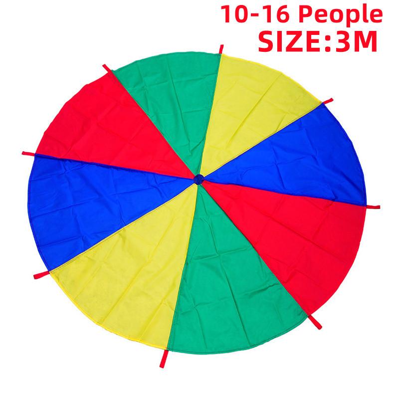 2M/4M Diameter Kids Outdoor Teamwork Game Prop Rainbow Parachute Toys Jump Bag Bounce Play Mat School Activity Puzzle Game