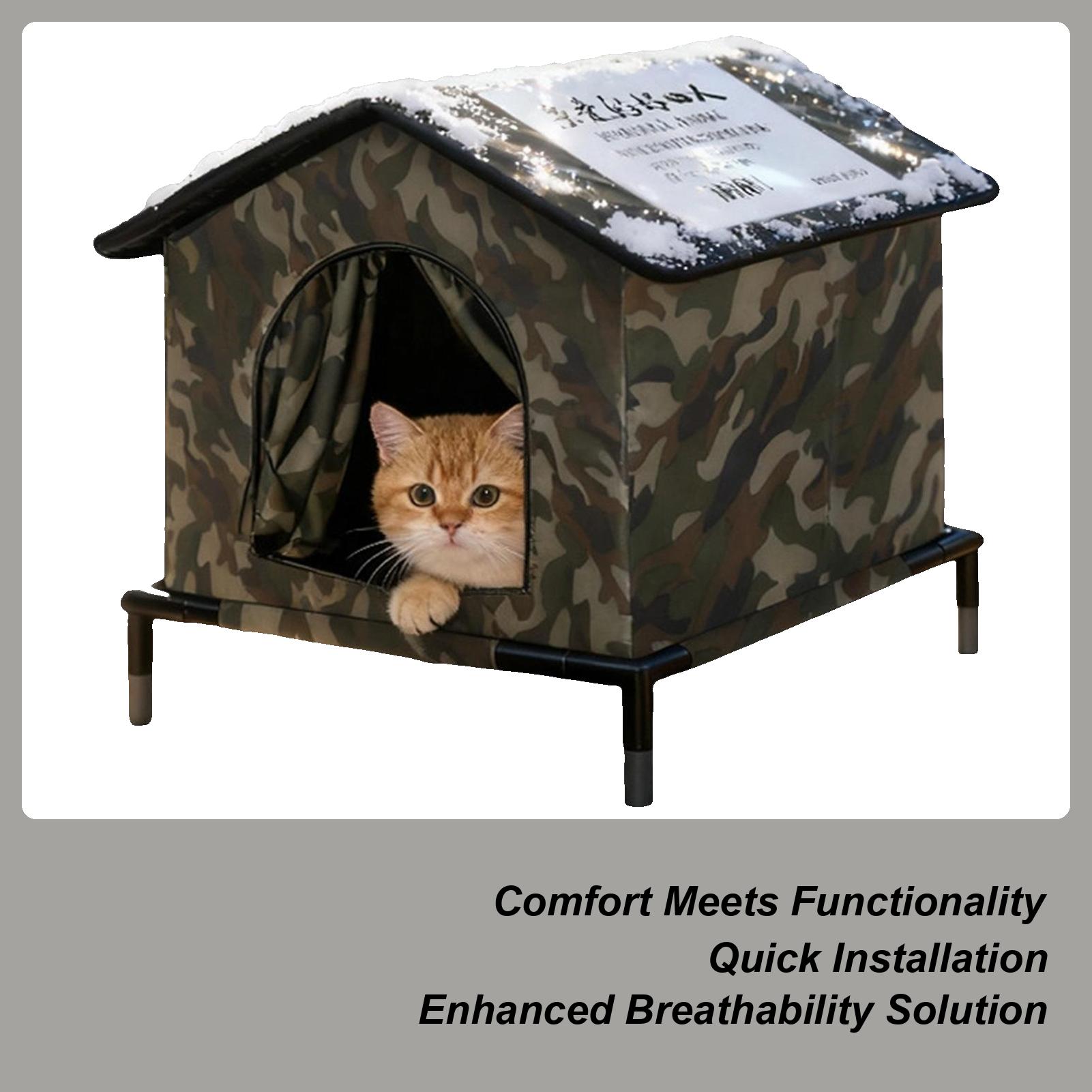 Уличный домик для кошки Зимний утепленный домик-укрытие для питомца Термоукрытие для питомца для патио, кемпинга, пляжа, балкона, уличного сада, квартиры S