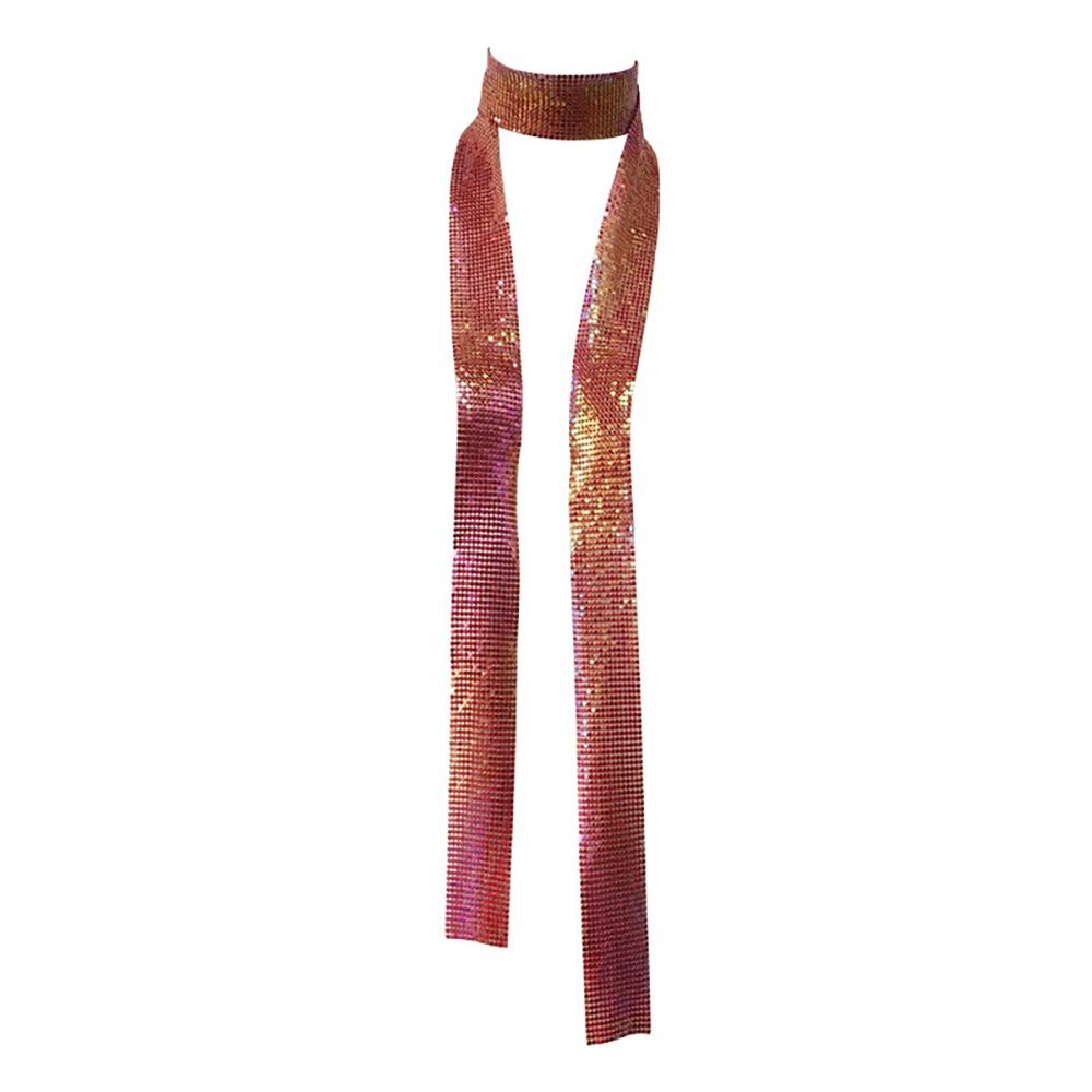 Aesthetic Sequin Scarf Metal Bling Neckerchief Lightweight Slender Scarf  Party