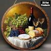 2D Flat 8x8 Inch Round Wine Art Sign Grape Bottle Glass Design for Bar Home Decor Holiday Gift
