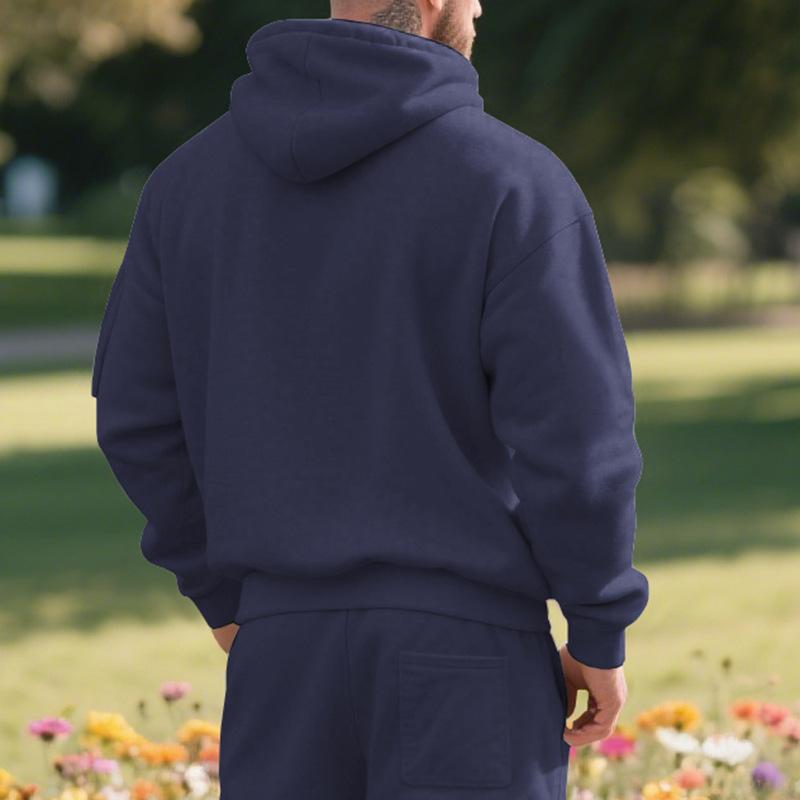 Mens Thickened Fleece Lined Hooded Pullover Casual Sports Sweatshirt