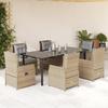VidaXL Garden Dining Set and Cushions 7 Pcs Beige Poly Rattan 3262880