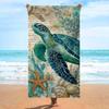Vintage Zee Schildpad Schelp Print Strandlaken Zacht Sneldrogend Zandbestendig Absorberend Handdoek voor Zomerstrand Kamperen