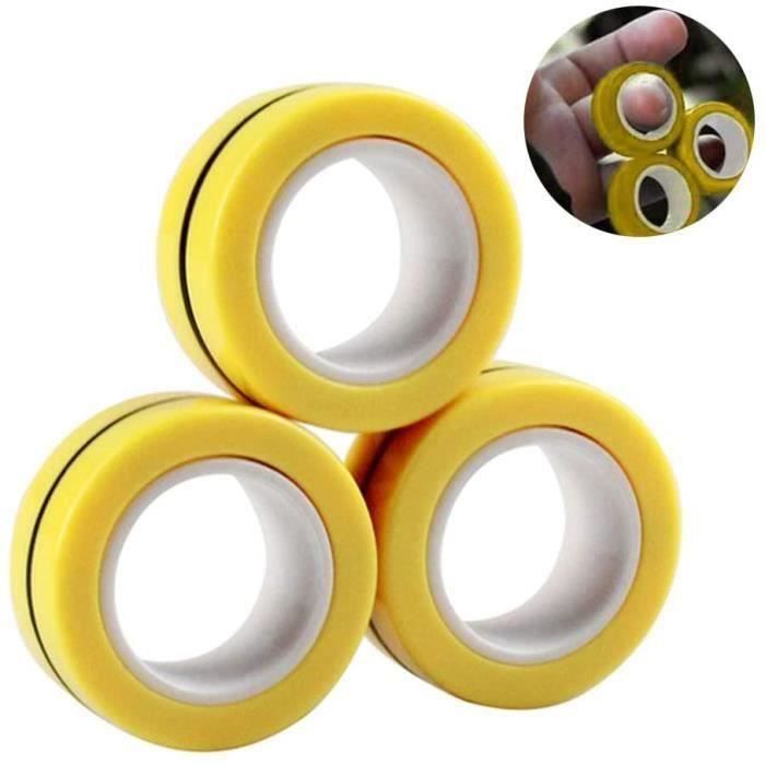 PIMPIMSKY Magnetic Decompression Toys Hand Spinner Fingears Anti-Stress Rings Finger Ring Decompression Toys-Yellow
