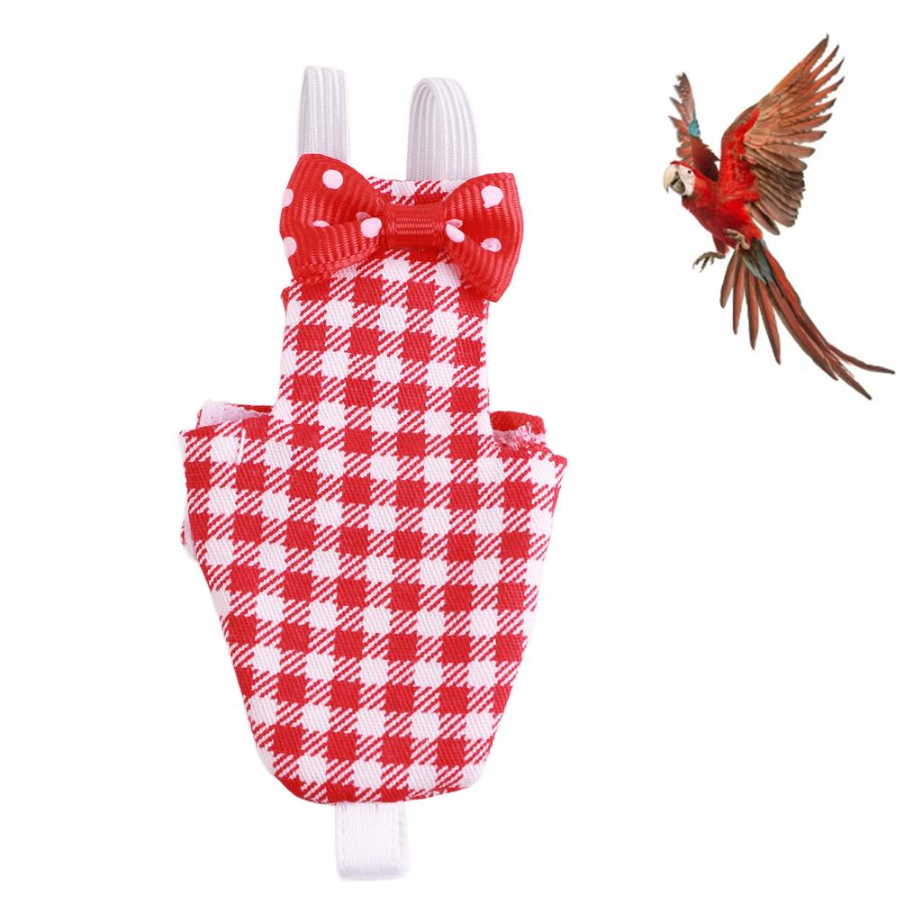 Bird Diaper Red Grid Pattern Parrots Suit for Macaw Budgies Parakeet