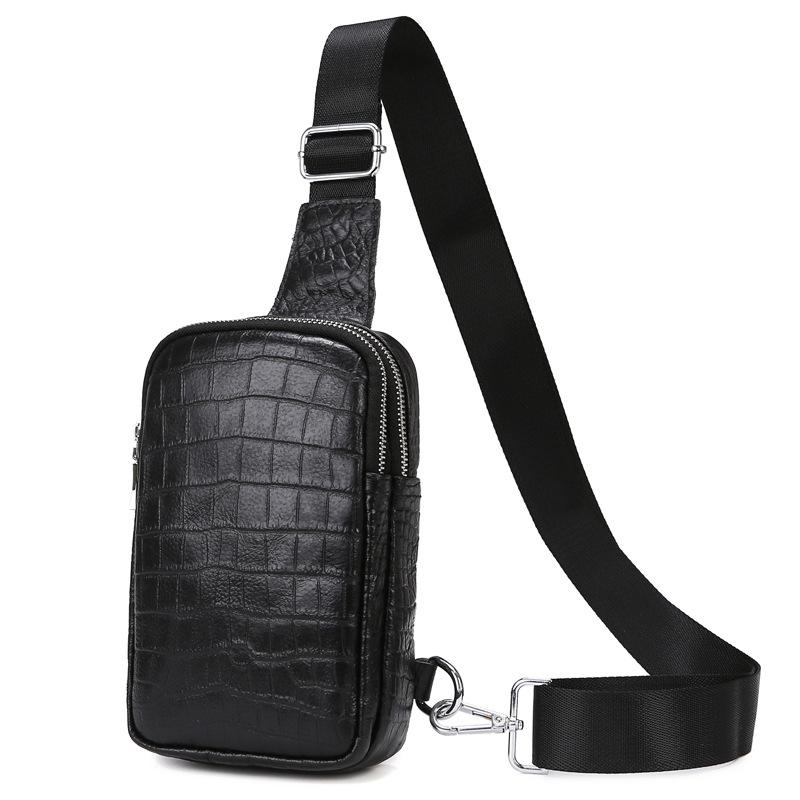 Fashion Cowhide Chest Bag Men's Casual Travel Genuine Leather Shoulder Bag Small Messenger Bag for Male Phone Coin Purses
