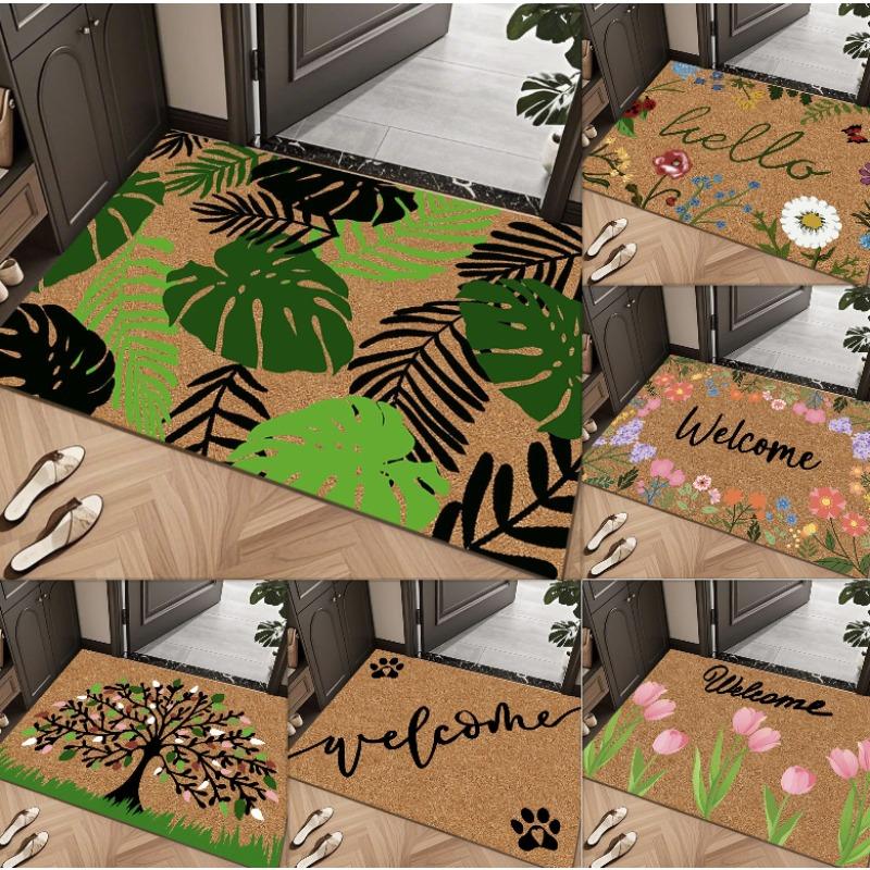 Green Leaves Welcome Mats Entrance Mats Color Printed Outdoor Soil Mats Home Decoration Door Mats