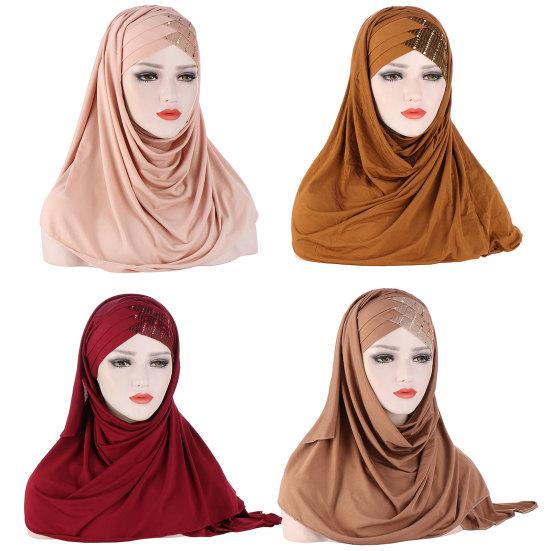 Women Soft Silk with Sequins Hijab Headwrap Headscarf Turban Hat Cap Headwear