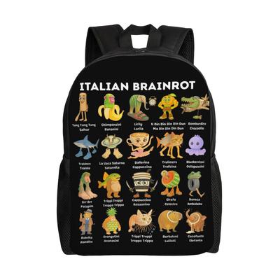 Types of Italian Brainrot Meme Classical Backpack Outdoor High School Travel Hand Drawn Daypack Men Women Laptop Shoulder Bag