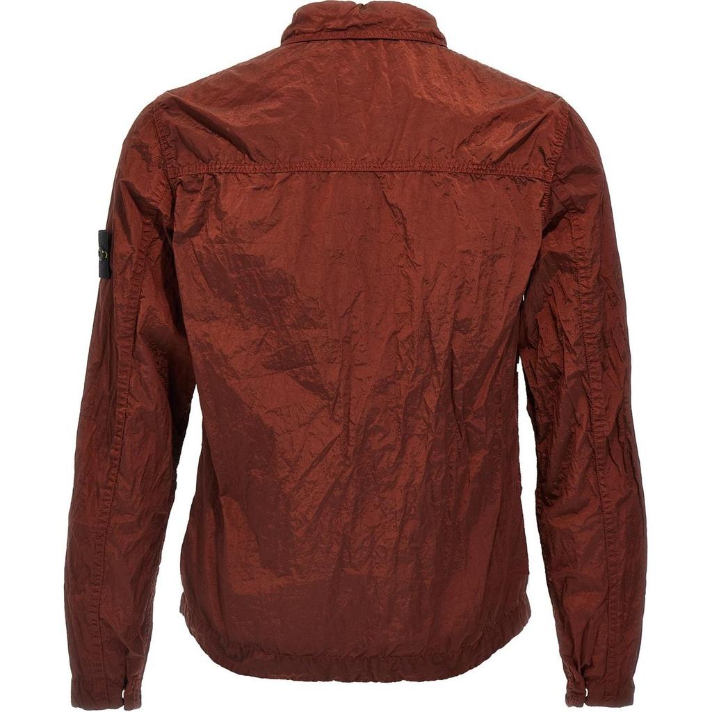 Stone Island Ss25 Nylon Metal Solid Logo Patch Zip Long Sleeve Jacket Men Jacket Red-Brown K1S151200005S0019-V007A