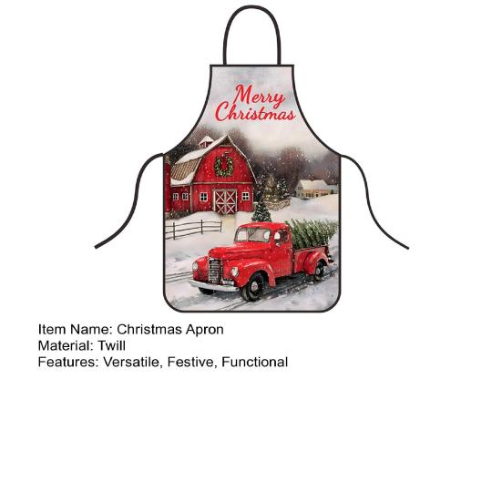 Christmas Apron Festive Holiday Print Apron with Pocket for Cooking Serving Adjustable Neck Strap Kitchen Apron for Cooking Gardening Server Waitress