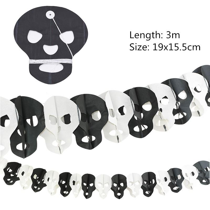 Halloween Paper Chain Banner Spider Pumpkin Ghost Bat Pattern Eco-friendly Material for Haunted House Party Decor