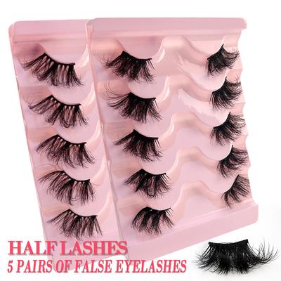 Dicke Übertriebene Imitation Nerzhaar, Halbe Augen Falsche Wimpern, Halb Gebogene Bühnenwimpern