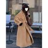 Coat Women's Mid-Length Autumn and Winter Camel Hepburn Style Woolen Coat
