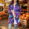 Damen Trendy Halloween-Print Langarm-Strickjacke Pullover für Lässige Herbstmode