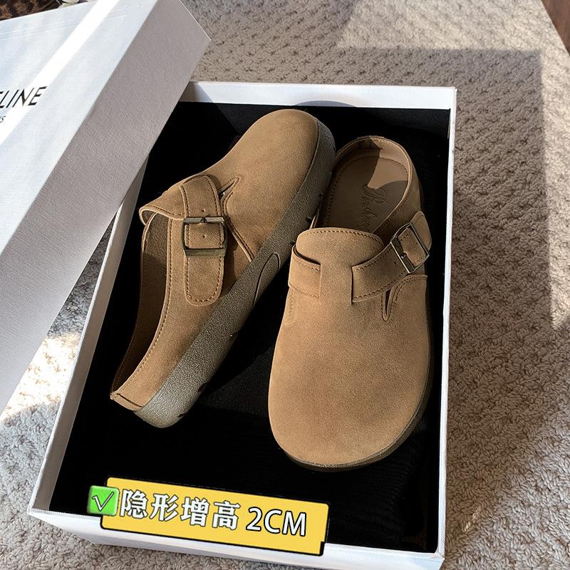 

Кожаные туфли Boken женские весна 2025 года, новая верхняя одежда на платформе, сумка Boken, полуподнос, ленивые тапочки с одной педалью 40 верблюд