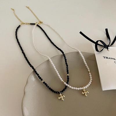 Vintage French Pearl Crystal Choker - Elegant Korean-Inspired Necklace for Women