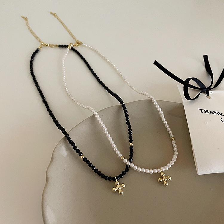 Vintage French Pearl Crystal Choker - Elegant Korean-Inspired Necklace for Women