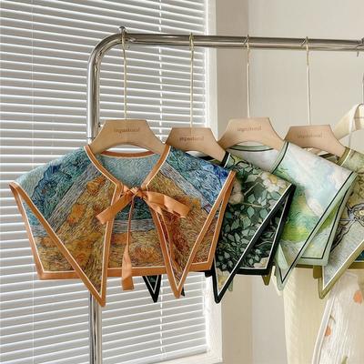 Fashion Detachable Shirt Fake Collar Vintage Floral Pattern Shawl Half Shirt Air-Conditioning Shirt for Women