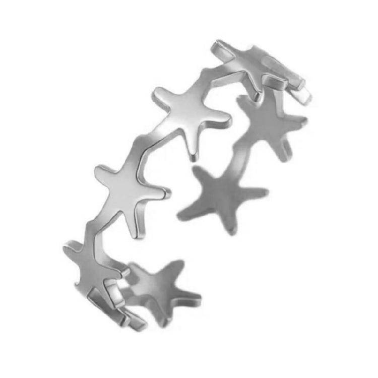 

Elegant Adjustable Rings Stainless Steel Dating Rings Star Shape Open Finger Jewelry Suitable for Woman and Man Present серебряный