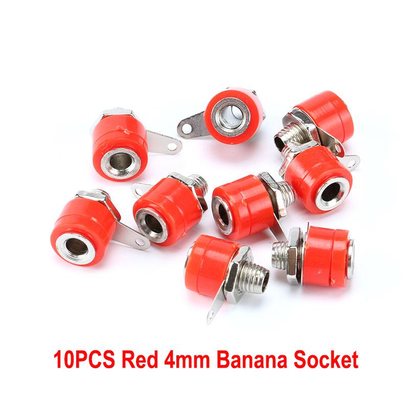 10pcs/lot 4mm Banana Socket Female Jack 4mm Banana Binding Post for Banana Plug Terminal Connector Black Red DIY Adapter