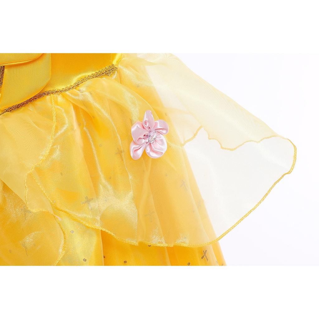 Belle Princess Costume for Girls 7-8 Years Role Play Party Dress Up Fancy Dress Carnival Birthday Gift 130 Cm
