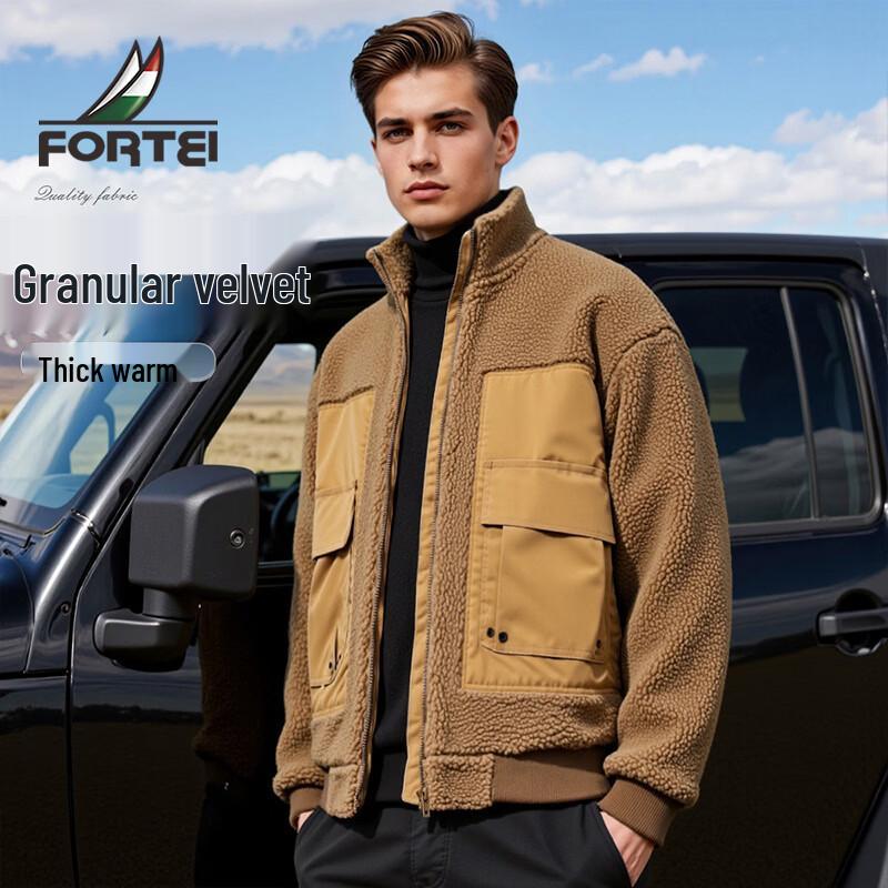 Men s Thickened Fleece Stand Collar Winter Jacket XL