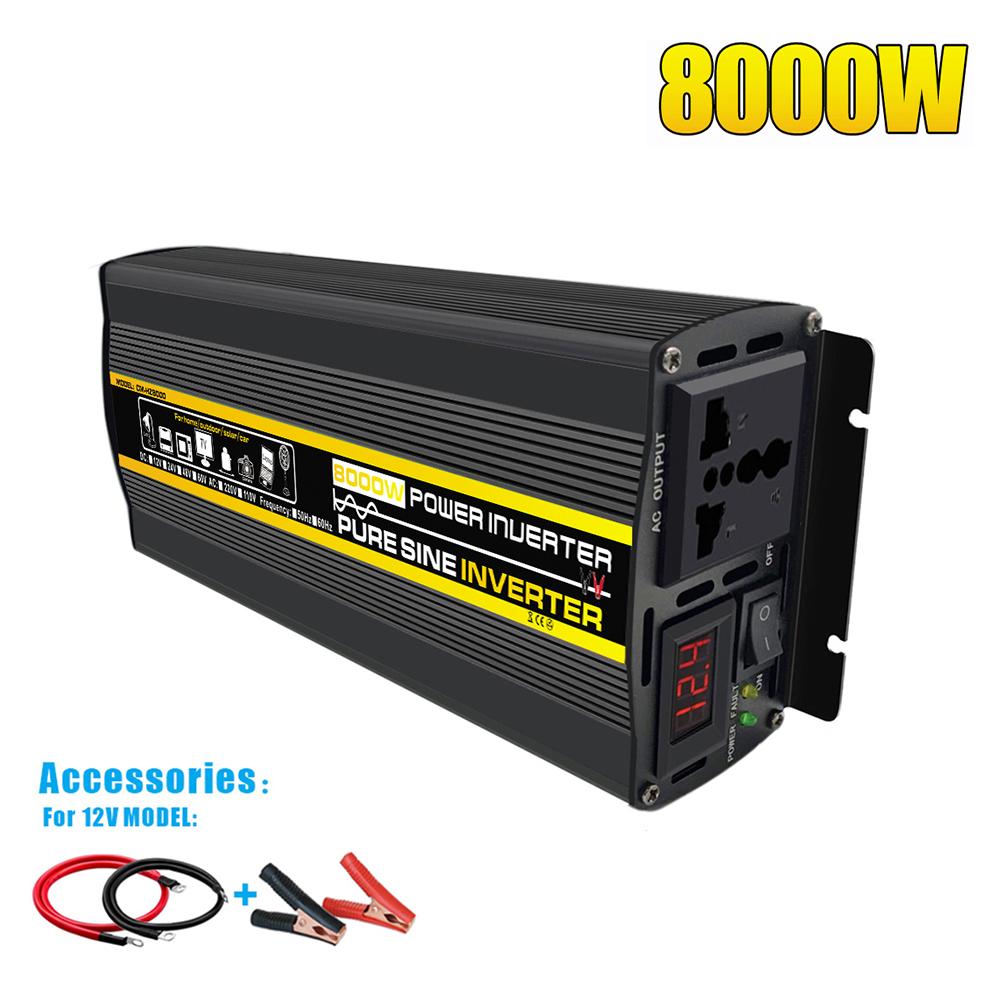 8000W Pure Sine Wave Inverter 12V 220V Power Converter Adaptor 3000/4000/6000w Home Solar Inverter Power Bank for Truck Outdoor