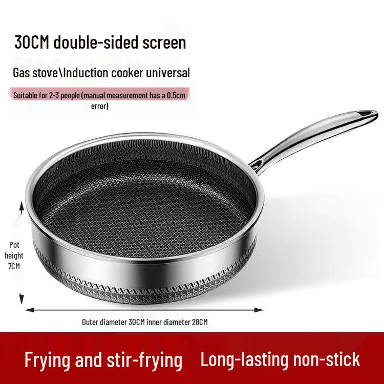 Non-Stick Stainless Steel Honeycomb Textured Frying and Stir-Frying Pan