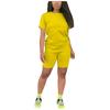 Women's 2 Piece Casual Sports Solid Color Suit Short Sleeve Top And Pants Set