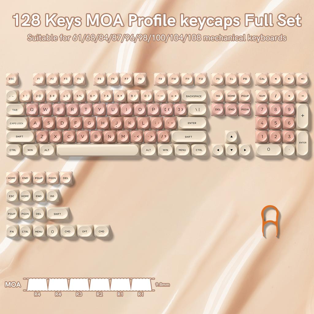 130 Keys Pink Liquid Foundation Keycap HOA Profile PBT Double Shot Keycap For Mx Switch Mechanical Keyboard ISO Enter Key Caps
