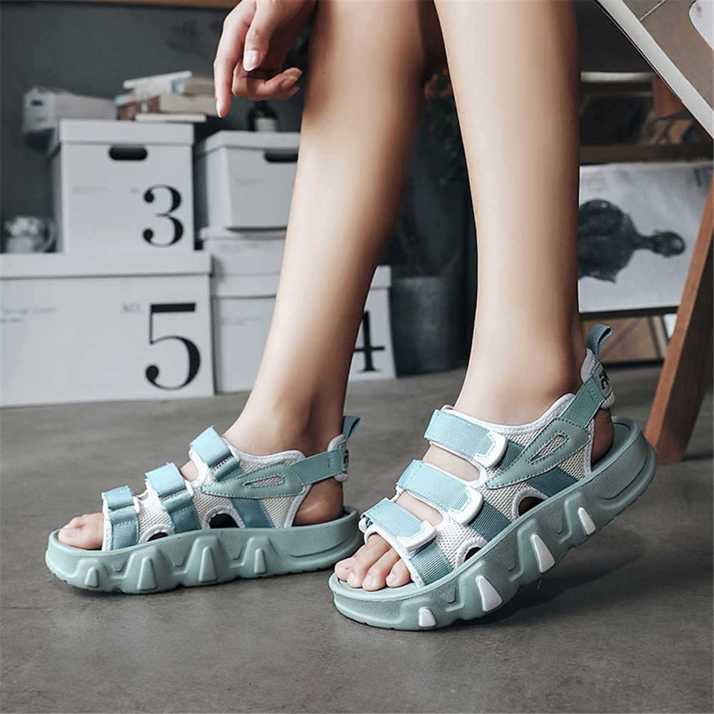 Fashion Navy Blue Bicolor Women's Slippers 43 Sandal For Summer Shoes Large Size Ladies Sneakers Sports Type Loafersy Leading