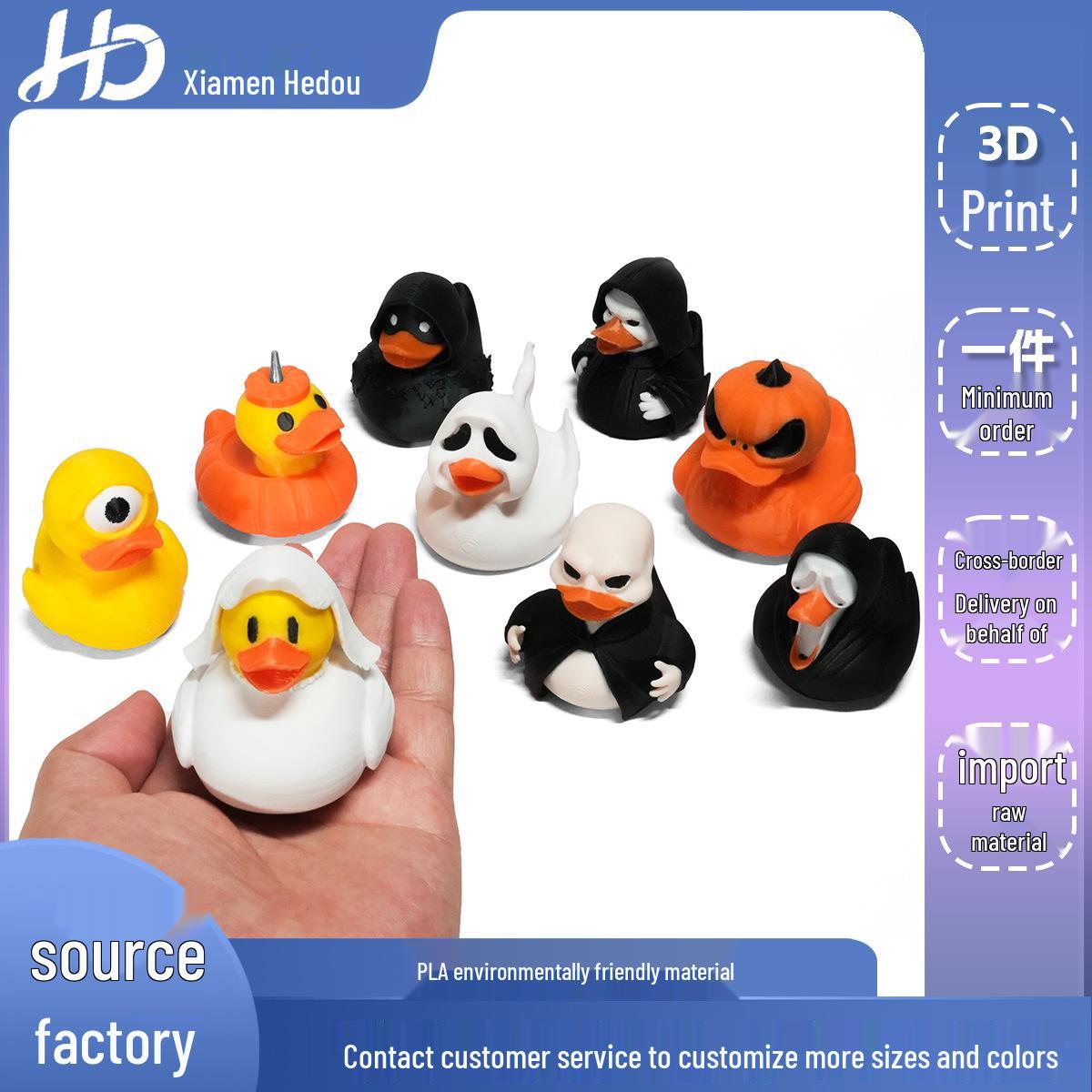 3D Printed Little Duck Christmas Ornament – Creative Duck Figure Toy Nun Duck