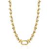 New Punk Retro Stud Rivet Chain Necklace Bracelet Set 18k Gold Plated Stainless Steel Jewelry Set for Women