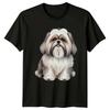 Cute Shih Tzu Dog T-Shirt, Cartoon Style, Fluffy Puppy Tee
