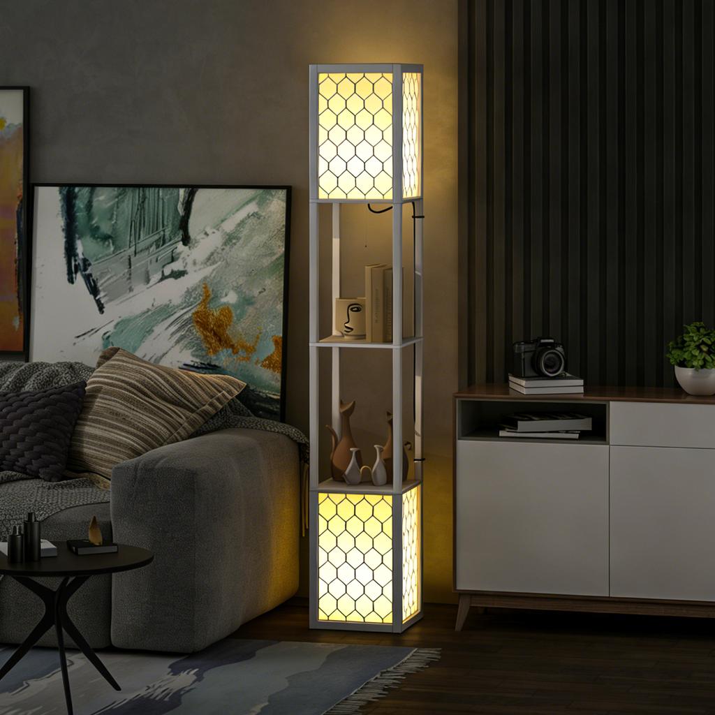Duo Light Floor Shelves - White
