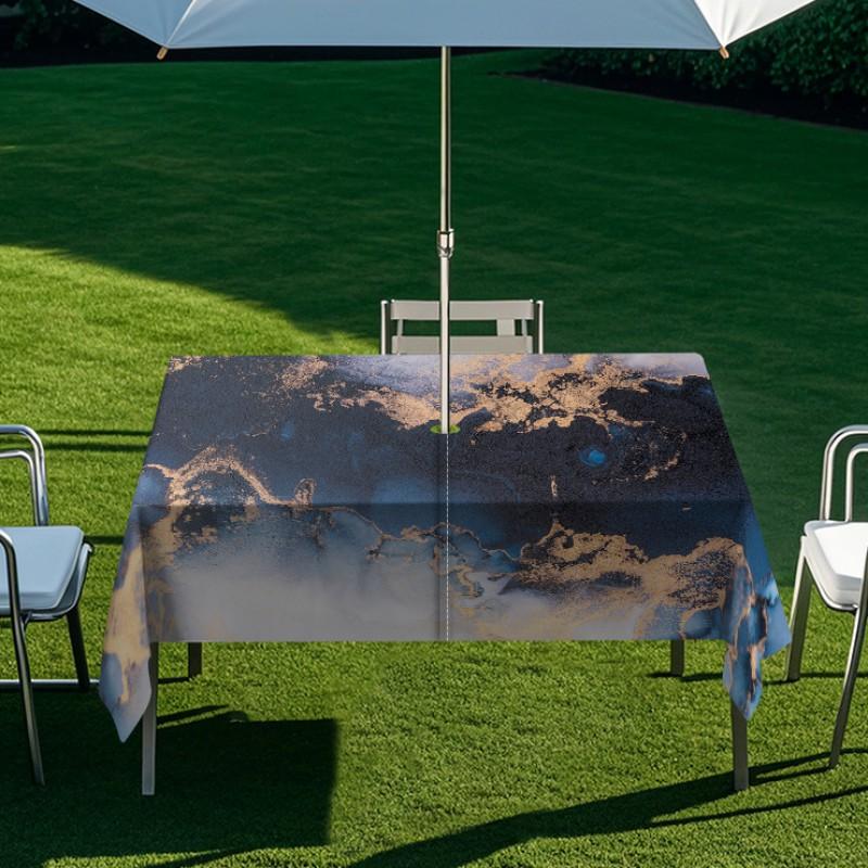 Outdoor Rectangular Table Cover With Starry Sky Sand Flow Waterproof Elastic Edge Patio Garden Dining
