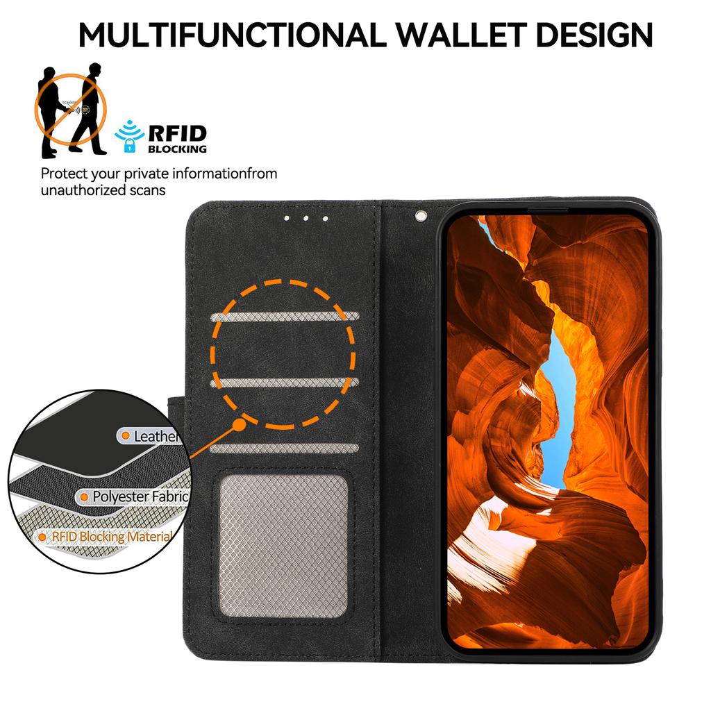 For Xiaomi Redmi Note 14 4G (163.25x76.55x8.16mm) Case Color Splicing Leather Flip Phone Cover RFID Blocking