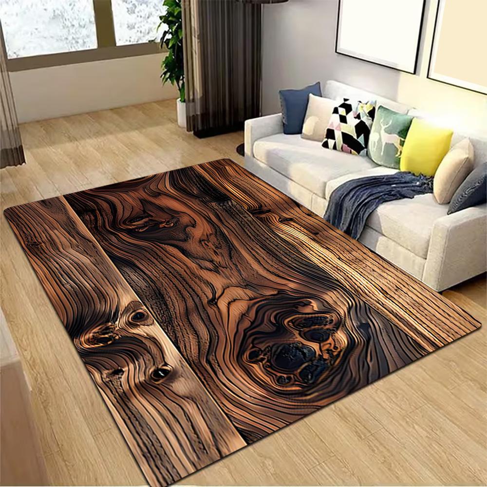 Wooden Wall Paneling Texture Decoration,Carpet,Living Room,Bedroom, Non-slip,Square rug