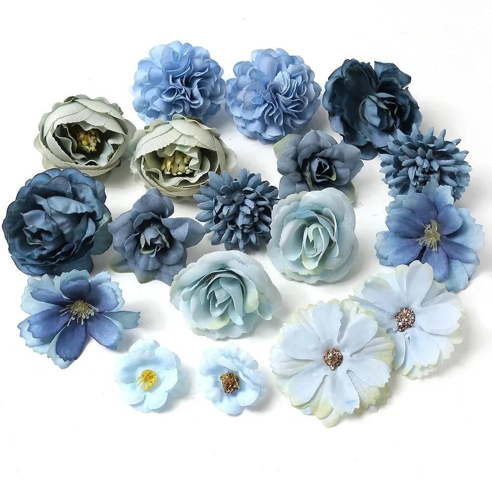 Rose Mixed Artificial Flowers Silk Fake Flowers Heads for Home Decor Wedding Decoration DIY Craft Garland Gifts Box Accessories