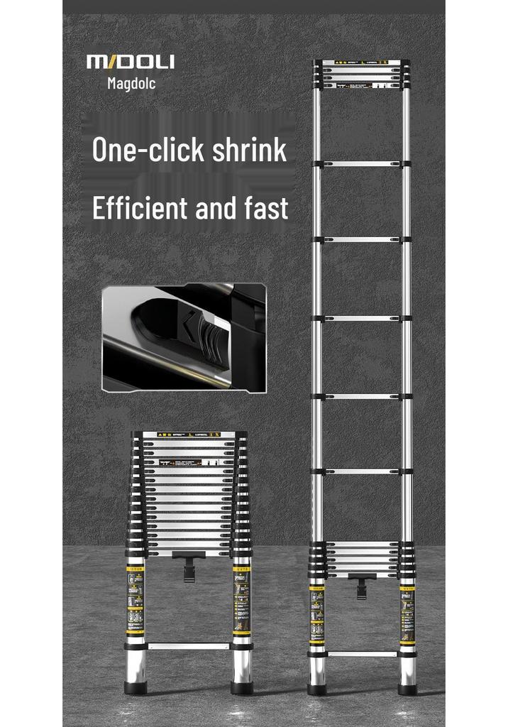 Magdolli Stainless Steel Telescopic A-frame Ladder, Multifunctional Foldable Indoor Aluminum Alloy Stair Ladder
