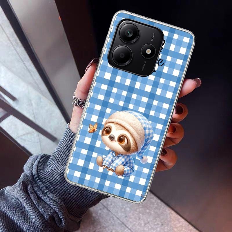 

Animal Cute Cartoon Sloth Coffee Phone Case For Xiaomi Redmi Note 15 14 14S 13 12S 12 Pro Plus 11S 11 10S 10 4G Cover 11E 11T 5G Redmi Note 14 4G
