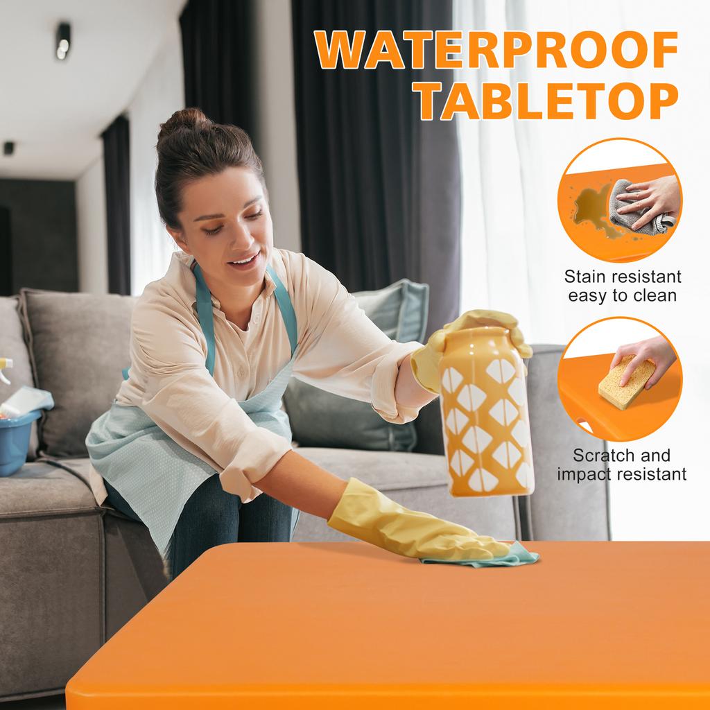 125cm Portable Heavy Duty Folding Table with Handle, for Camping Picnic Parties Indoor/Outdoor, Capacity Weight 135KG (Orange)