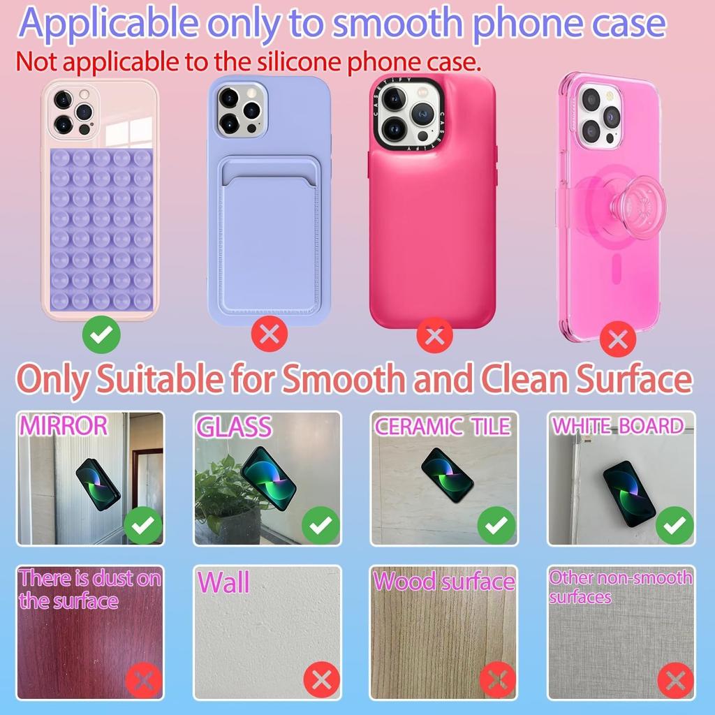 Silicone Suction Cup Phone Mount Double Sided Mobile Phone Hands-Free Strong Sucker Pad Holder Selfies Videos for iPhone Android