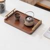 Vintage Wooden Serving Tray With Metal Handles Rectangular Tea Tray Solid Durable Bread Plate Hotels