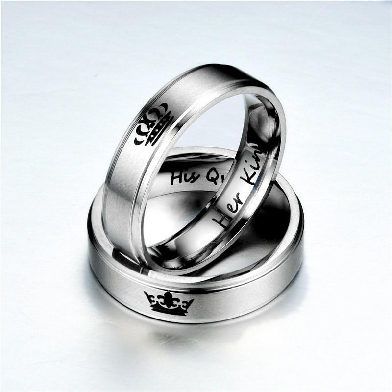 Stainless Steel Couple Ring Her King His Queen Fashion Titanium Steel Crown Ring